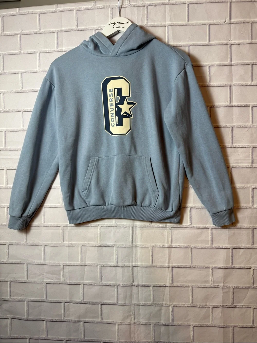 Converse Kids Blue Logo Pullover Hoodie Size L 12-13 Years